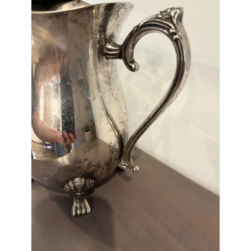 Leonard Silver Plated Pitcher Coffee Tea Pot Footed Antique Ornate fancy elegent